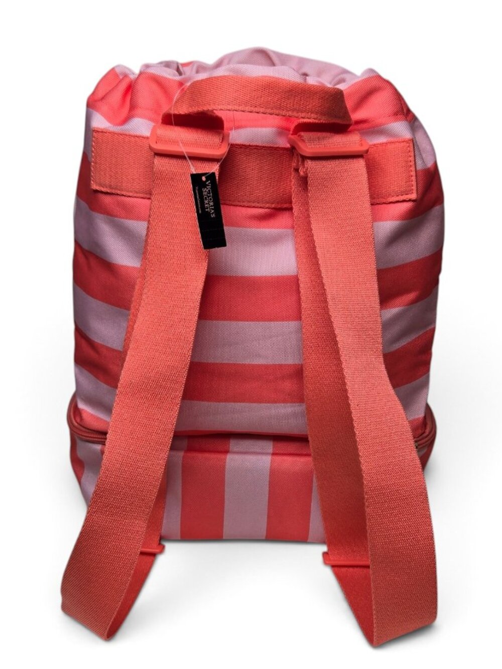 NWT Victoria's Secret Striped Canvas Beach Cooler Backpack Bag Cinch Top Napsack - Picture 4 of 9